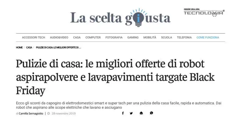 gli articoli del black friday sul sito del corriere