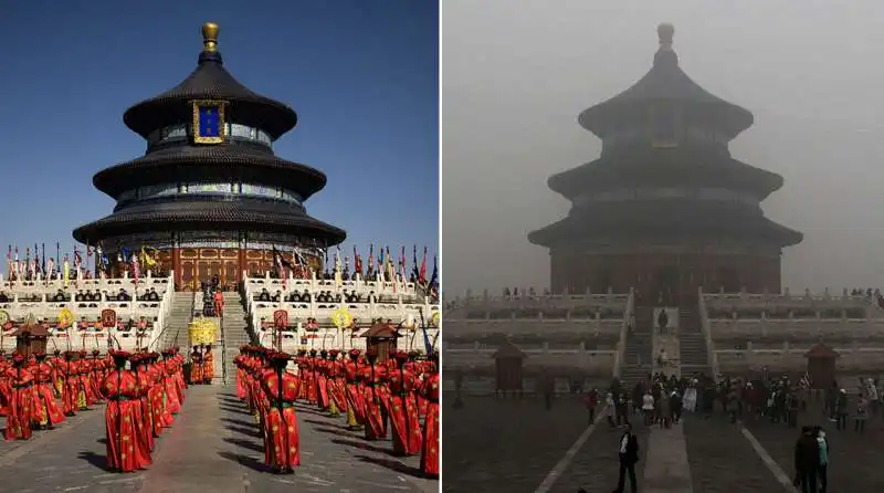 il cielo di pechino prima e dopo la pulizia dallo smog 1