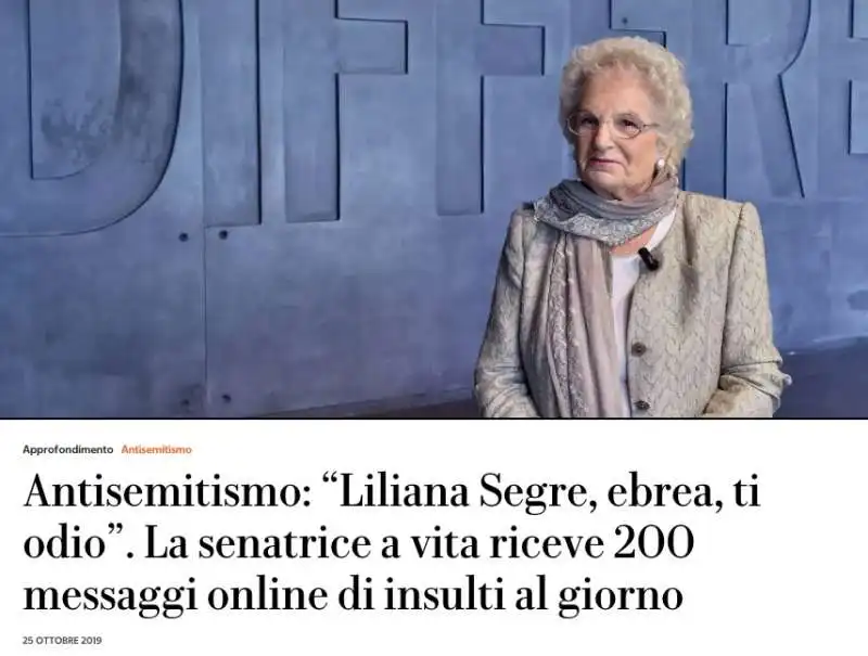 l articolo di pietro colaprico su liliana segre