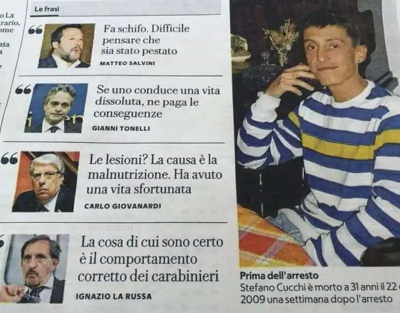 LE DICHIARAZIONI DEI POLITICI SU STEFANO CUCCHI