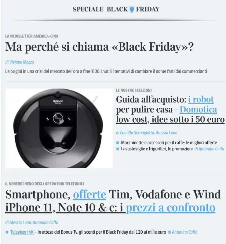 lo speciale black friday del corriere