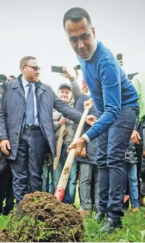 LUIGI DI MAIO CON LA VANGA PIANTA UN ALBERTO A CASORIA