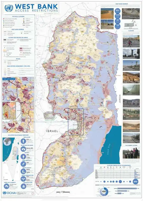 mappa degli insediamenti in cisgiordania