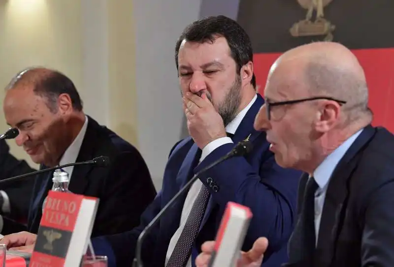 matteo salvini  bruno vespa e alessandro sallusti  foto di bacco