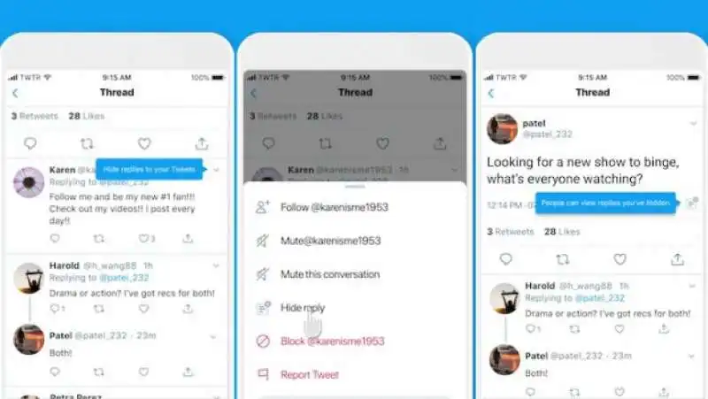 nascondere le risposte su twitter 1