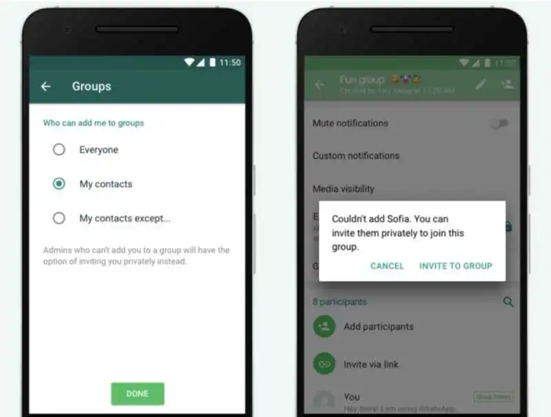nuove impostazioni gruppi whatsapp