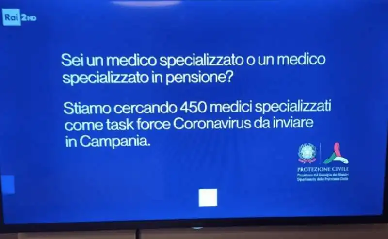 bando 450 medici campania    appello protezione civile in tv