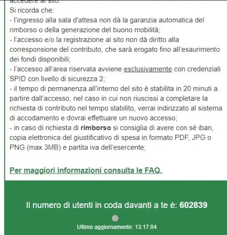 coda per il clic day del bonus mobilita