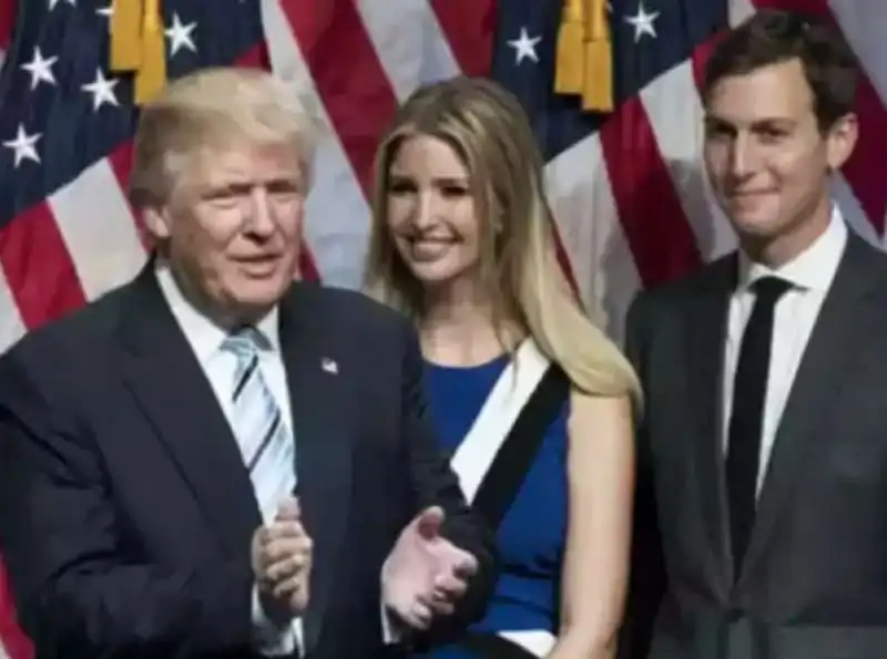 donald trump con la figlia ivanka e il genero jared kushner