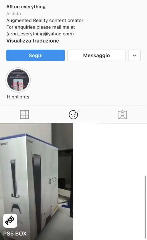 il filtro instagram per far finta di aver ricevuto una playstation 5 1