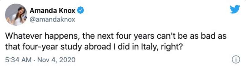 IL TWEET DI AMANDA KNOX SULLE ELEZIONI AMERICANE E L'ITALIA