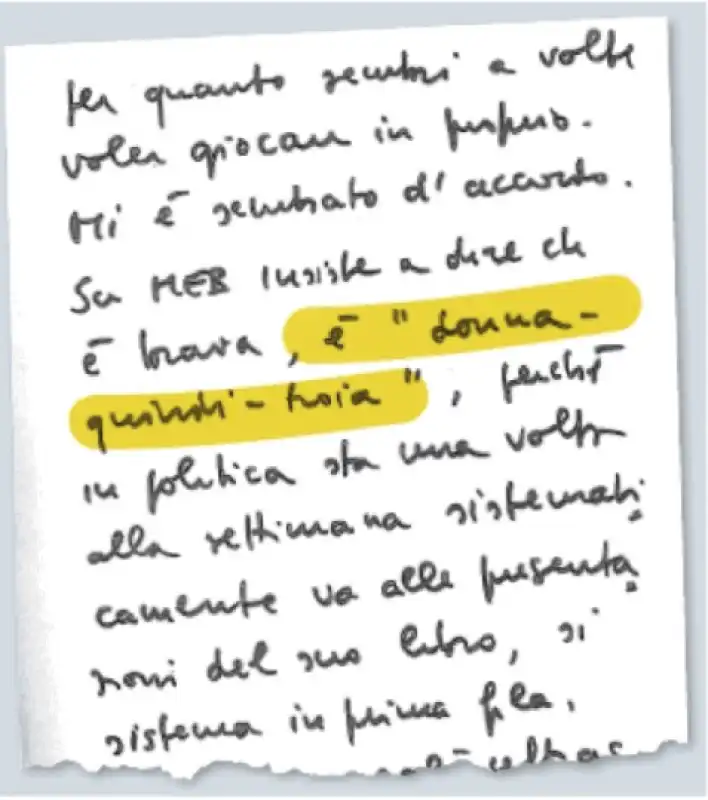 l'agenda di bianchi con la frase attribuita a renzi