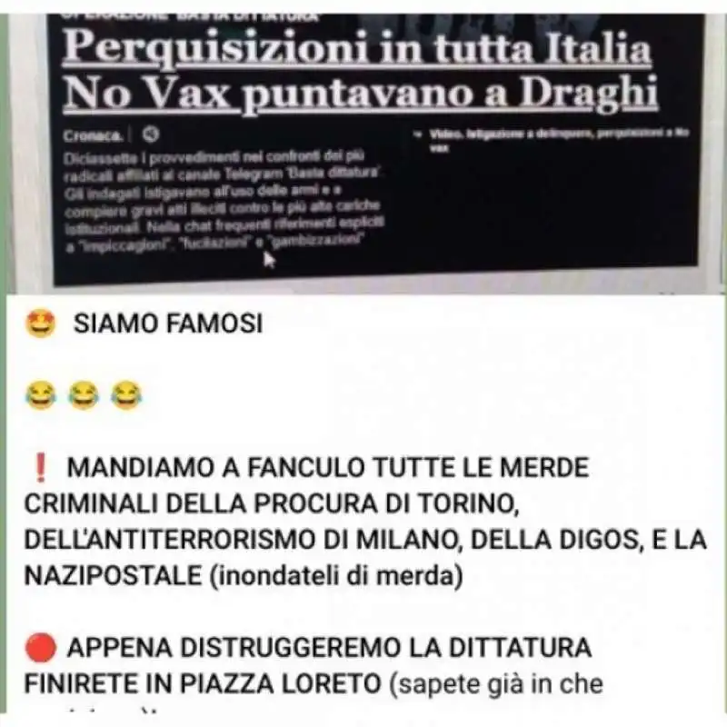 chat dei no vax su basta dittatura  1