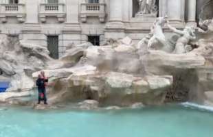 gabbiano divora una cornacchia alla fontana di trevi prima della foto dei leader 5