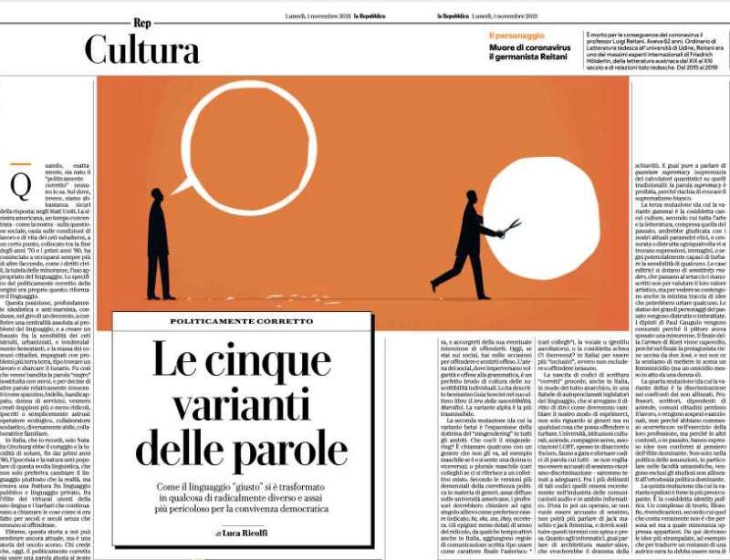 IL DEBUTTO DI LUCA RICOLFI SU REPUBBLICA