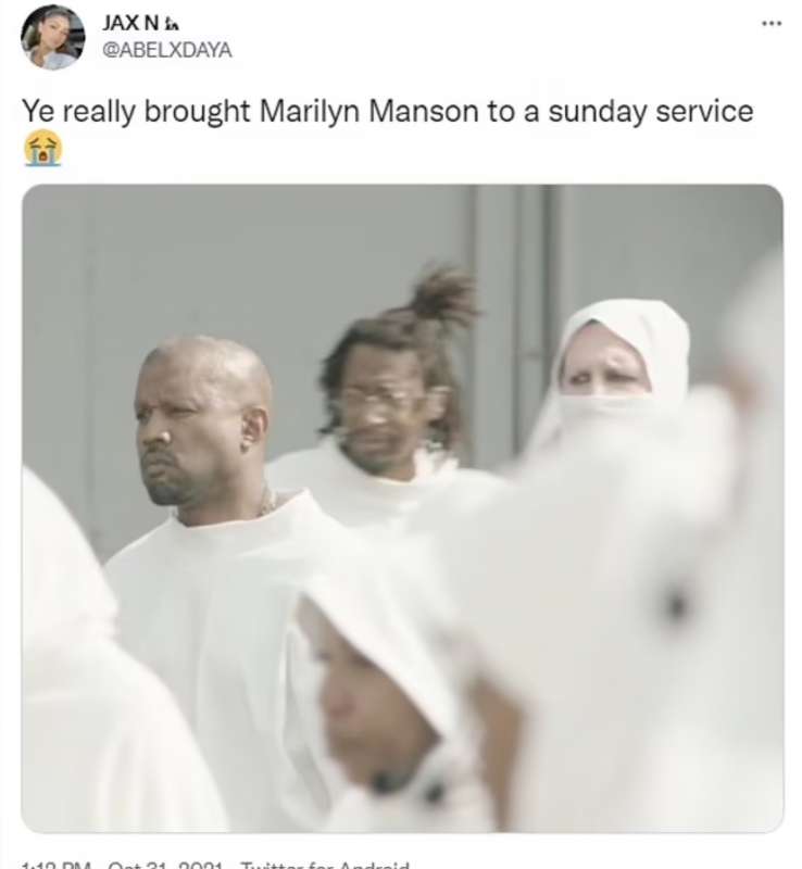 tweet su marylin manson al sunday service di kanye west 2