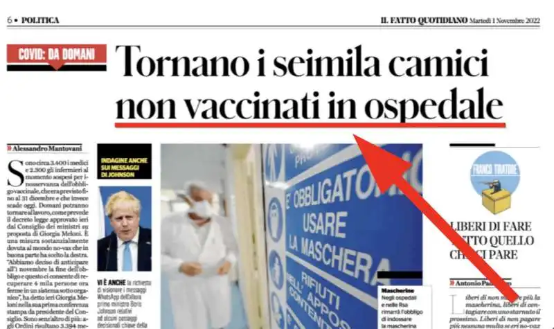 il fatto quotidiano, non vaccinati in ospedale 