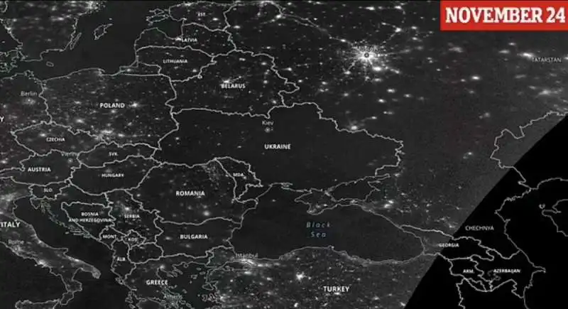 l ucraina al buio   foto satellitare 24 novembre 2022