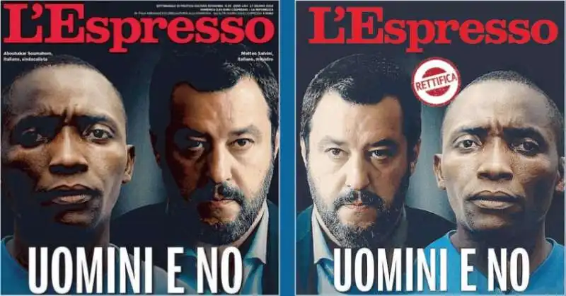 LA COPERTINA DE L ESPRESSO CON SOUMAHORO (GIUGNO 2018) E QUELLA RIVISTA DA LIBERO