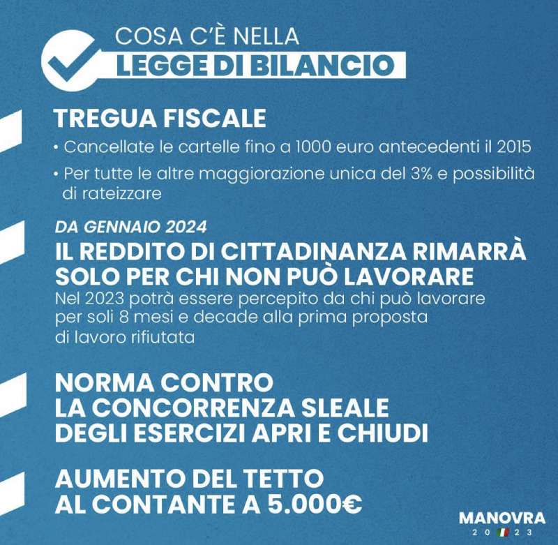 le slide del governo sulla manovra 2