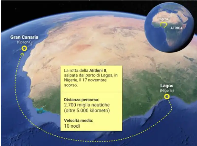 migranti dalla nigeria alle canarie aggrappati al timone di una petroliera