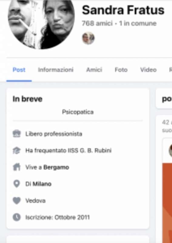 sandra fratus vedova su facebook