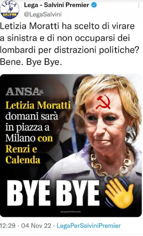 tweet lega contro letizia moratti