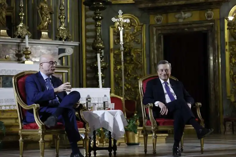 aldo cazzullo e mario draghi alla presentazione del libro quando eravamo padroni del mondo