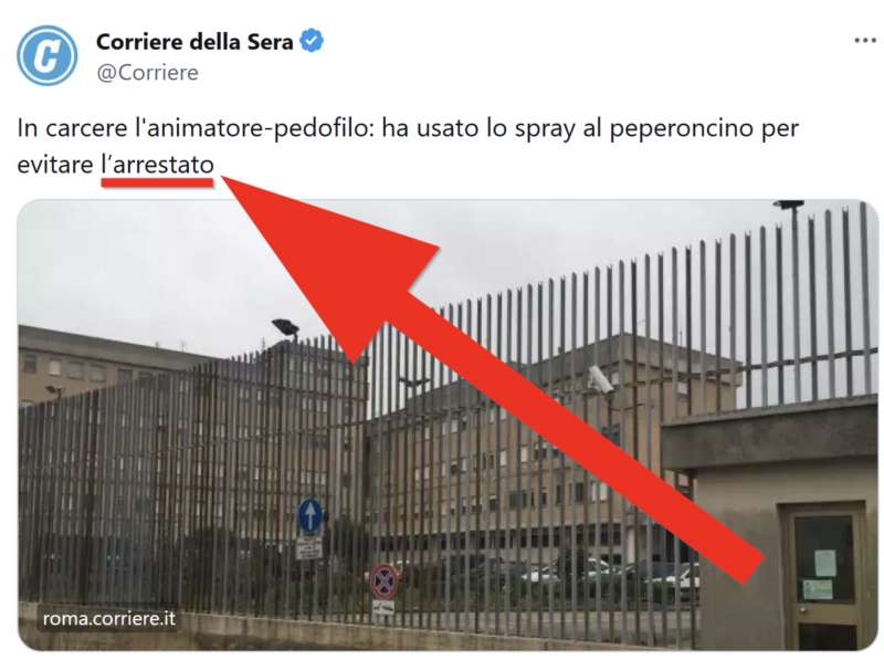 Corriere della Sera, l'arresto diventa l'arrestato