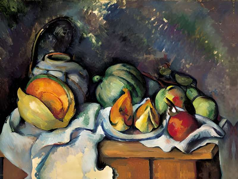 fruits et pot de gingembre di paul cezanne