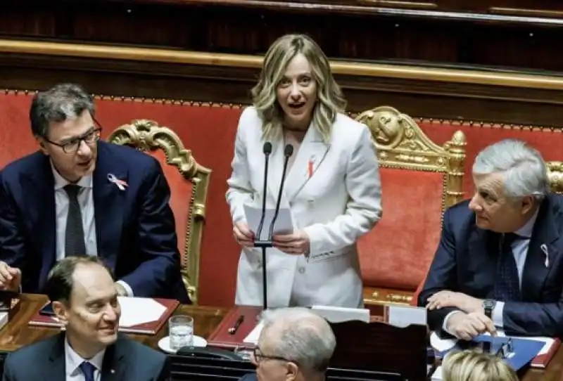 GIANCARLO GIORGETTI GIORGIA MELONI ANTONIO TAJANI - QUESTION TIME SENATO