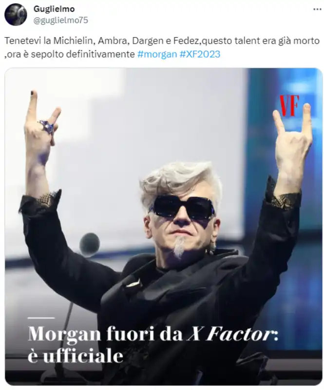 i tweet su morgan via da x factor 6