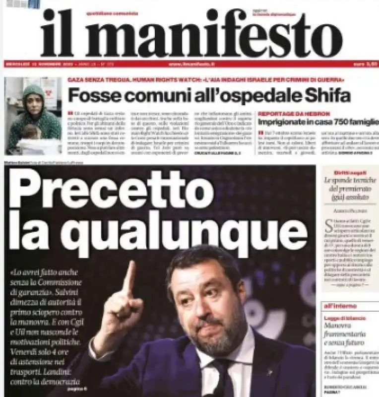 il manifesto - matteo salvini e lo sciopero precettato