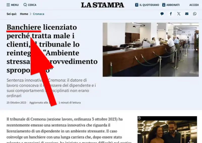 la stampa, il bancario diventa banchiere