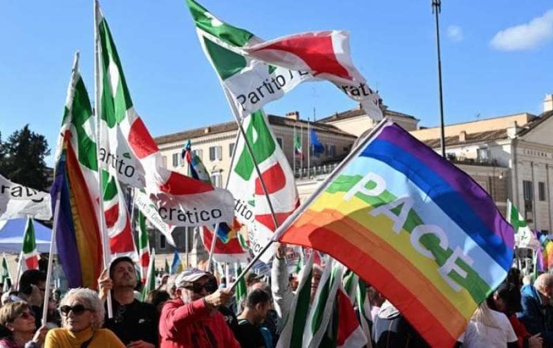 manifestazione del pd a piazza del popolo 11 novembre 2023