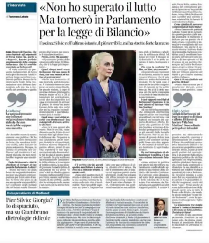 MARTA FASCINA INTERVISTATA DAL CORRIERE