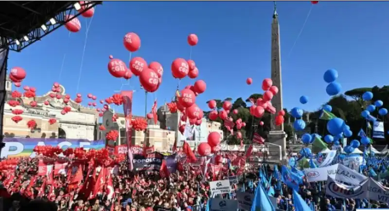 sciopero cgil uil piazza del popolo