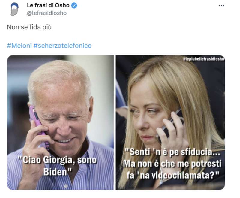 tweet sulle scherzo telefonico a giorgia meloni 9