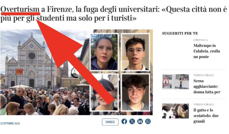 corriere della sera, overturism