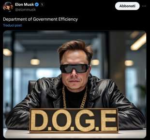 ELON MUSK TWITTA UNA FOTO IN VERSIONE DOGE - DIPARTIMENTO DELL EFFICIENZA GOVERNATIVA