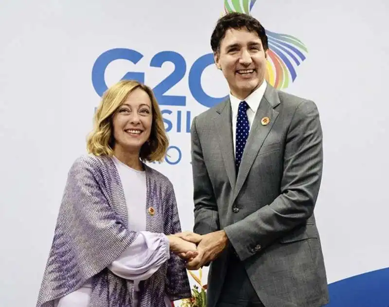 giorgia meloni e justin trudeau al g20 in brasile