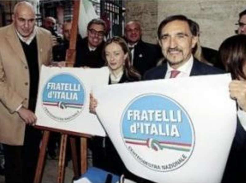 guido crosetto federico mollicone giorgia meloni ignazio la russa presentazione primo simbolo di fratelli d italia