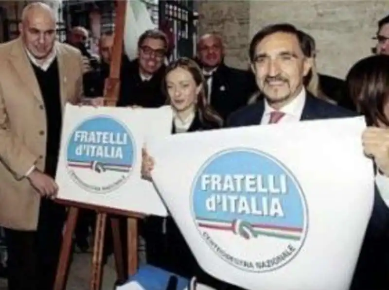 guido crosetto   federico mollicone   giorgia meloni   ignazio la russa   presentazione primo simbolo di fratelli d italia   