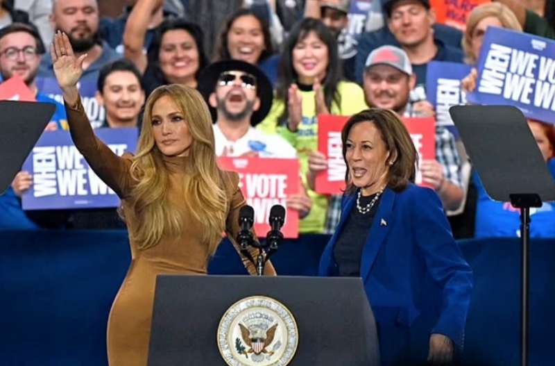 jennifer lopez con kamala harris a las vegas