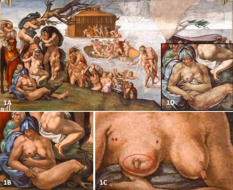 la donna con il cancro al seno nel diluvio universale di michelangelo 