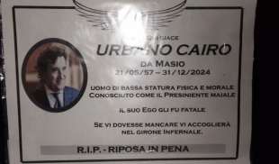 MANIFESTO FUNEBRE DEI TIFOSI DEL TORINO PER URBANO CAIRO