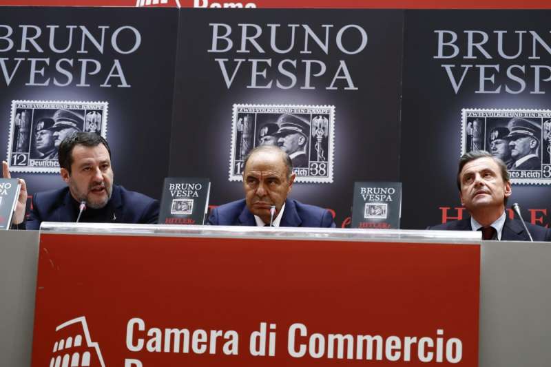 matteo salvini bruno vespa carlo calenda foto lapresse