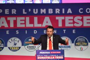 matteo salvini comizio finale per le regionali in umbria foto lapresse