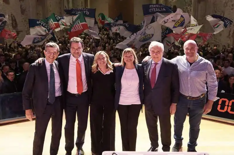 MAURIZIO LUPI - MATTEO SALVINI - GIORGIA MELONI - DONATELLA TESEI - ANTONIO TAJANI - STEFANO BANDECCHI 