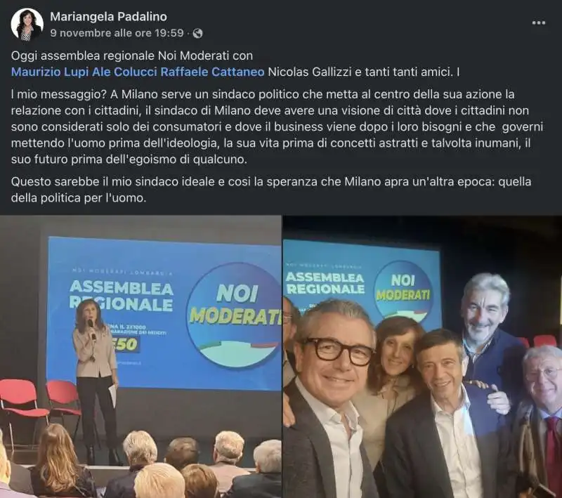 POST DI MARIANGELA PALADINO SU MAURIZIO LUPI SINDACO DI MILANO